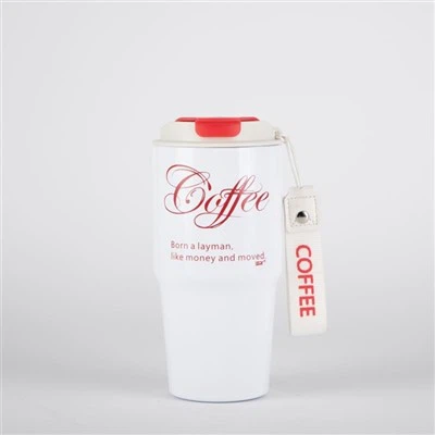 ハンドル付きコーヒーマグの内側にセラミックが付いているステンレス鋼のコーヒーカップ